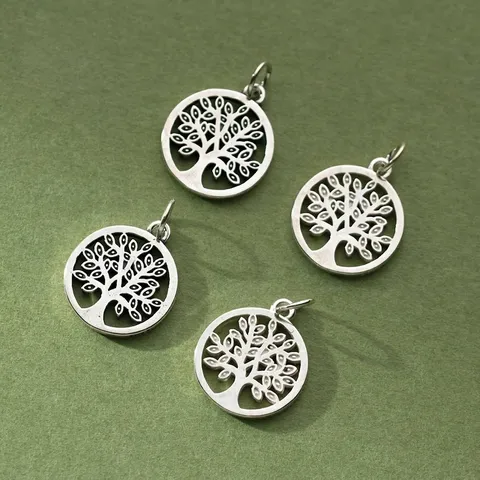 925 Sterling Silver Tree Of Life Pendant Charm Hollow Round Plate Handmade DIY Jewelry Accessories For Necklace Bracelet Pendant