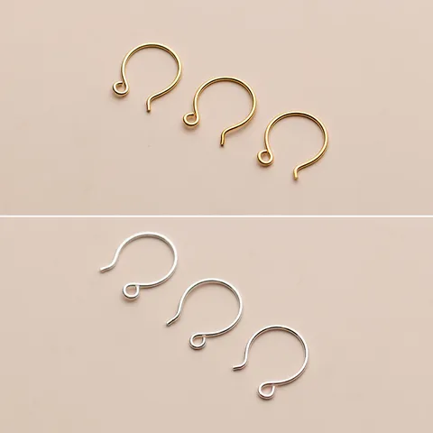 Crochets d'Oreilles en Argent Sterling 925 Fournitures Fabrication Bijoux DIY Accessoires Plaqués Or Argent Forme en U