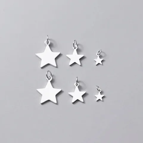 Pendentif Seul Sans Chaîne Argent Sterling 925 Étoile Charm Minimaliste Poli Étoile à Cinq Branches Pendentif Pour DIY Bijoux Bracelet Collier Accessoires