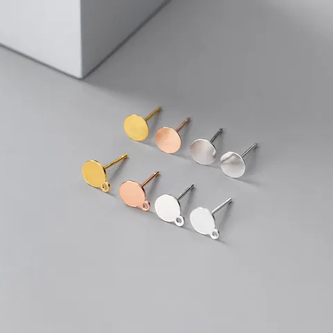 925 Sterling Zilveren Platte Kop Oorsteker Stiften Voor DIY Sieraden Maken Ronde Plaat Oorbel Benodigdheden Verguld