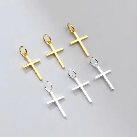 925 Sterling Silver Cross Pendant For DIY Jewelry Making Bracelet Necklace Accessories Polished Metal Cross Charms Minimalist Religious Jewelry Components