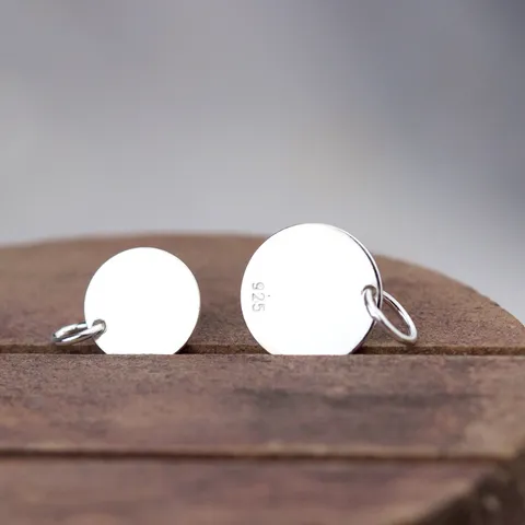 S925 Sterling Silver Round Plate Pendant Mirror Polished Circle Disc Charms For DIY Jewelry Making Accessories Silver Blank Tags