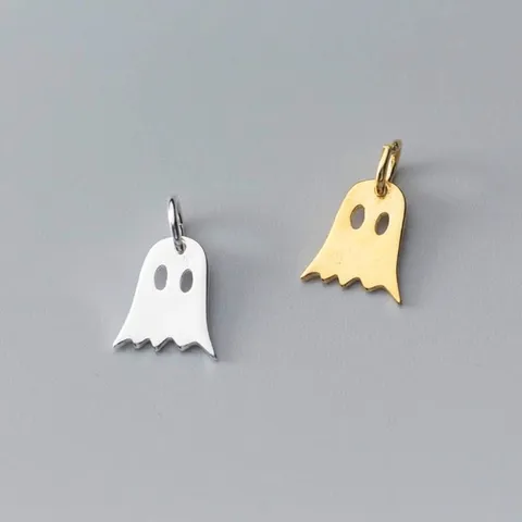 925 Sterling Silver Ghost Pendant Cartoon Cute Spooky Spirit Charm For DIY Jewelry Making Accessories Halloween Gift Pendant Only Without Chain