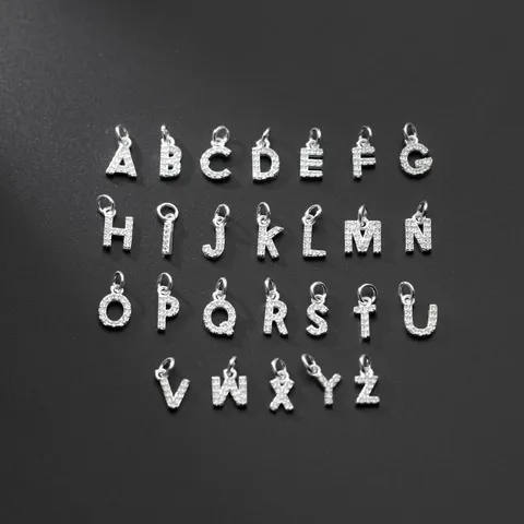 925 Sterlingsilber Alphabet Buchstabe Anhänger Mit Zirkonia Vergoldet DIY Charms Für Halskette Armband Damen Schmuck