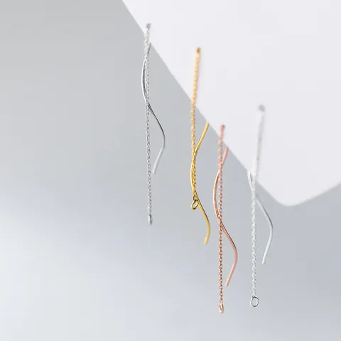 925 Sterling Silver Ear Thread Earring Findings DIY Cross Chain Electroplated Rose Gold Platinum Gold Jewelry Making Accessories