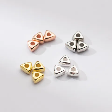 S925 Sterling Silver Geometric Triangle Spacer Beads Crushed Silver Style DIY Handmade Jewelry Making Findings Components Accessories