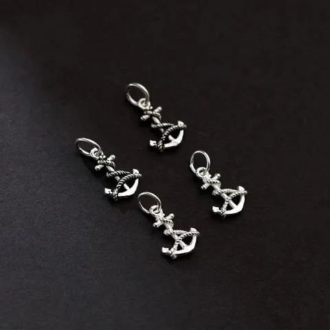 925 Sterling Silver Anchor Pendant DIY Jewelry Accessory Nautical Charm For Necklace Bracelet Vintage Thai Silver Anchor Jewelry Making