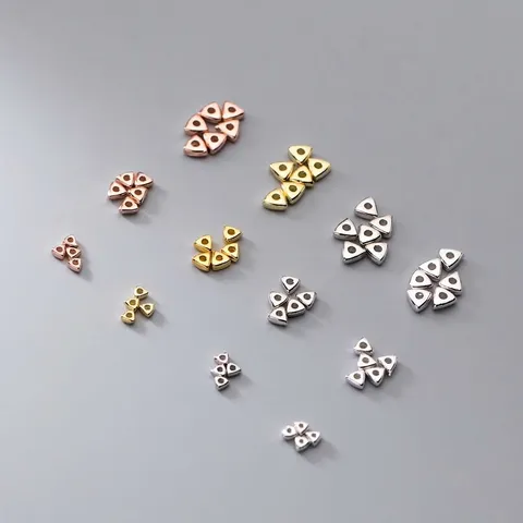 S925 Sterling Silver Geometric Triangle Spacer Beads For DIY Bracelet Necklace Making Electroplated Jewelry Loose Beads Accessory
