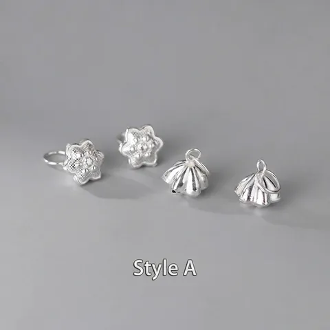 S999 Sterling Silver 18K Gold Plated Lotus Seed Pod Flower Bud Bell Pendant DIY Jewelry Making Bracelet Necklace Charms