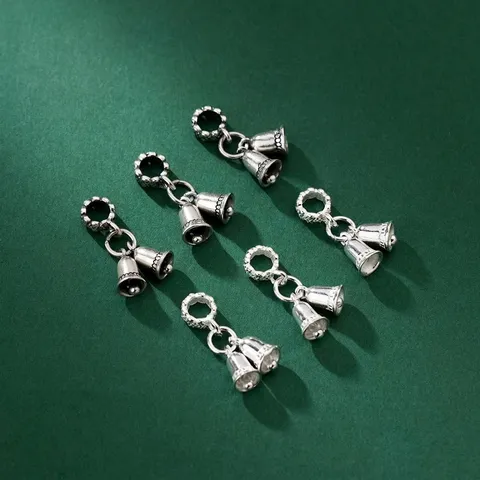 Ciondolo a Campanella in Argento Sterling 925 Vintage Opaco Per Creazione Gioielli Fai-da-te Bracciale Ciondolo Collana 6mm
