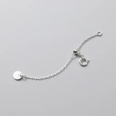 S925 Sterling Silver Extension Chain With Silicone Slider Bead Spring Clasp For DIY Bracelet Necklace Jewelry Making Tail Chain Accessory