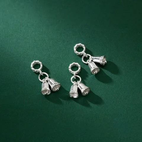 Ciondolo a Campanella in Argento Sterling 925 Vintage Opaco Per Creazione Gioielli Fai-da-te Bracciale Ciondolo Collana 6mm