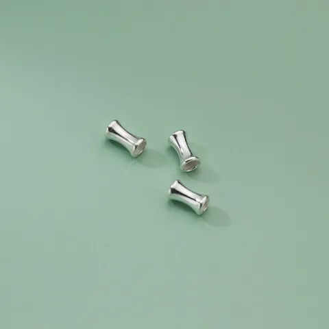 925 Sterling Silver Bamboo Joint Short Tube Double Leaves Pendant Charm For DIY Bracelet Necklace Jewelry Making Component