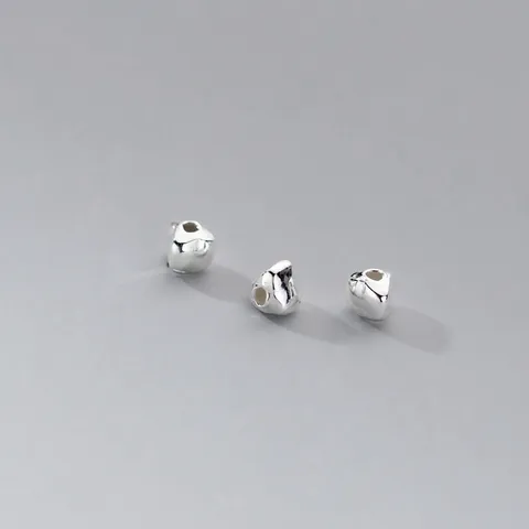 925 Sterling Silver Triangle Spacer Beads Irregular Crushed Silver Style Loose Beads For DIY Bracelet Necklace Making Handmade Jewelry Findings