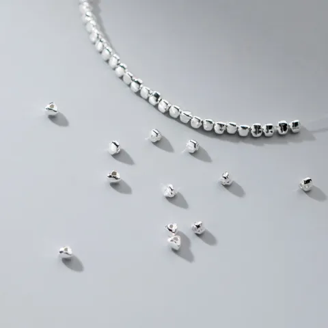 925 Sterling Silver Triangle Spacer Beads Irregular Crushed Silver Style Loose Beads For DIY Bracelet Necklace Making Handmade Jewelry Findings