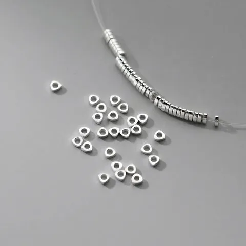 S925 Sterling Silver Triangle Spacer Beads Geometric Loose Beads DIY Bracelet Jewelry Making Accessories Small Metal Spacer Beads