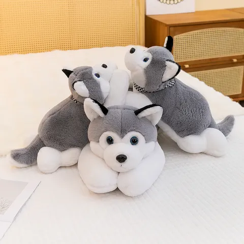 Simulation Husky Plush Toy Cute Soft Stuffed Animal Puppy Dog Pillow For Kids Sleeping Companion Home Decoration Gift