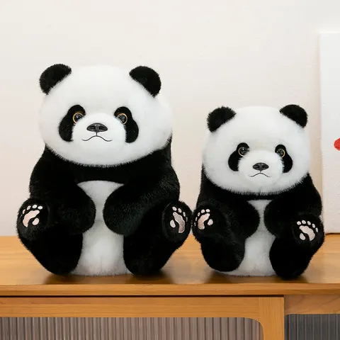 Realistic Giant Panda Plush Toy Soft Simulation Animal Stuffed Doll Huahua Qizai Model For Kids Adult Gift Home Decor