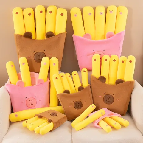 Giocattolo di Peluche Creativo a Forma di Patatine Fritte Capibara Cuscino di Animali di Peluche Rimovibile Morbida Bambola per Bambini