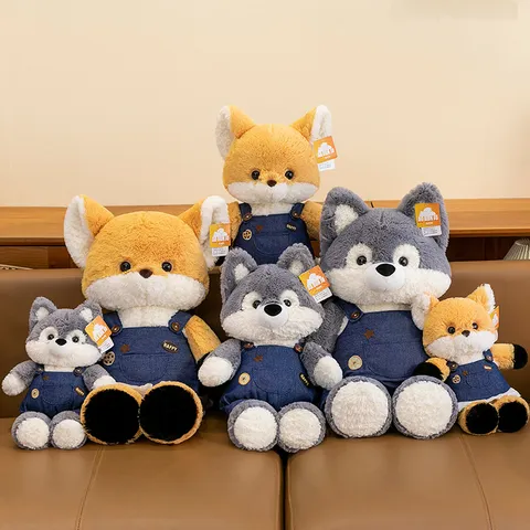 Running Series Little Fox Wolf Plush Toy Soft Stuffed Animal Doll Cute Cartoon Room Decor Birthday Gift For Children