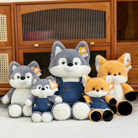 Running Series Little Fox Wolf Plush Toy Soft Stuffed Animal Doll Cute Cartoon Room Decor Birthday Gift For Children