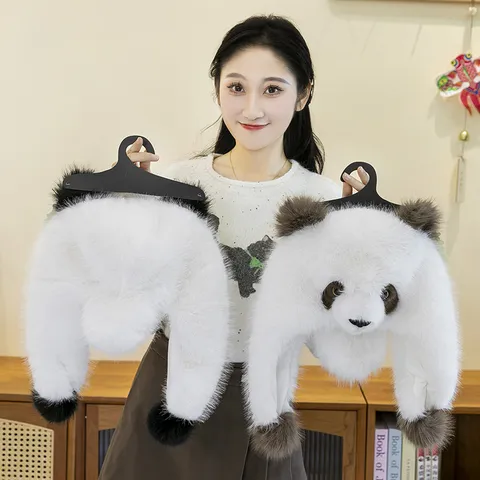 Cute Giant Panda Faux Mink Fleece Plush Hat Thickened Winter Warm Ear Protection Cap For Children Adults Outdoor Fashion Cap