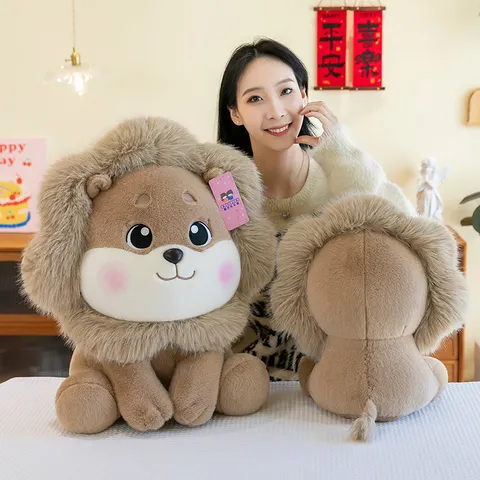 Adorable Lion Plush Toy Cute Stuffed Animal Soft Doll For Kids Birthday Gift Nursery Decor Plushie Brown Lion Toy
