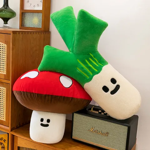 Creative Vegetable Plush Toy Mushroom Tomato Peanut Green Onion Stuffed Animal Decorative Pillow Soft Bedtime Cushion Decor Gift