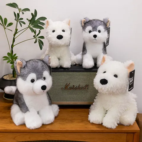 Lindo Perro de Peluche Hugs Baby Westie Husky Cachorro Animal de Peluche Almohada Suave Regalo de Cumpleaños para Niños Niñas