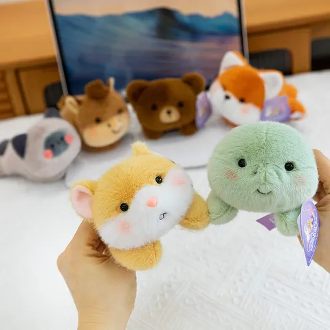 Cartoon Animal Plush Fridge Magnet Magnetic Car Sticker Cute Elephant Turtle Cat Bear Plush Doll Decoration Gift