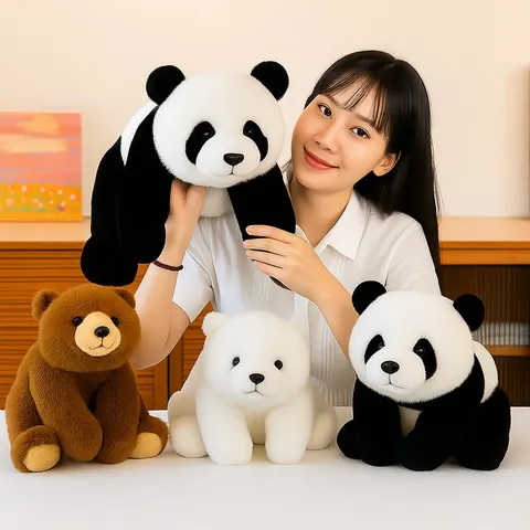 Cute Cartoon Animal Plush Toy Realistic Panda Bear Polar Bear Stuffed Animal Soft Sleeping Cushion For Home Decor Companion Gift