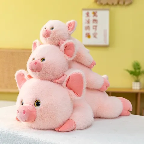 Süßes Rosa Liegendes Schwein Plüschtier Weiches Schweinchen Stofftier Wurfkissen Lendenwirbelstütze Rückenlehne Für Kinder