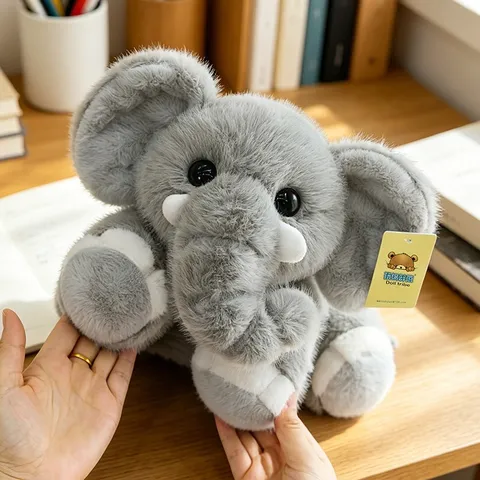 Simpatico Peluche Elefante Sdraiato Morbido Animale Di Pezza Bambola Per Bambini Compagno Di Sonno Grigio Marrone Cuscino Regalo