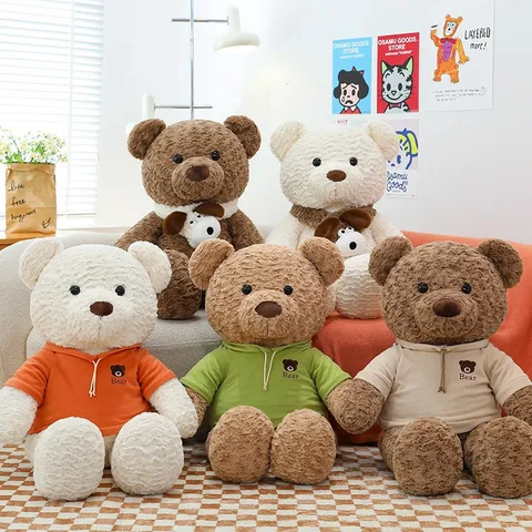 Simpatico Orsetto di Peluche Animale di Peluche Cuscino Cuscino Con Sciarpa Felpa con Cappuccio Abbigliamento Casa Camera da Letto Decorazione Regalo di Compleanno Per Bambini Fidanzata