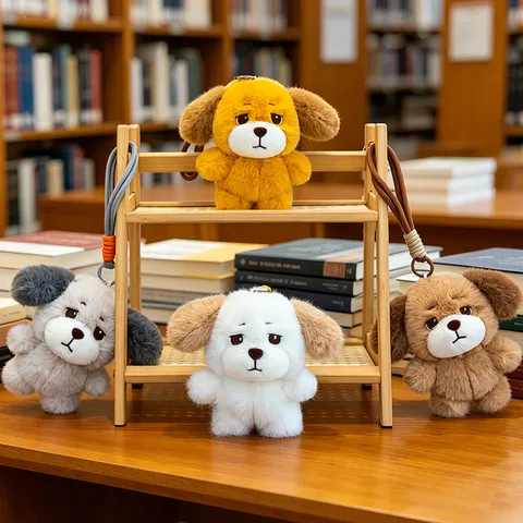 Simpatico Ciondolo Portachiavi in Peluche a Forma di Cane Con Espressione Offesa e Corda Intrecciata Colorata Giocattolo di Peluche per Borsa Regalo