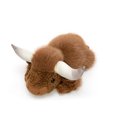 Peluche de Vaca Highland Realista Marrón Animal de Peluche Suave Juguete de Ganado Escocés Almohada de Pelo Largo Regalo de Decoración