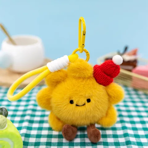 Cute Plush Cartoon Keychain Animal Stuffed Toy Backpack Pendant Crab Lobster Pig Chicken Leg Penguin Eggplant Bag Charm Gift
