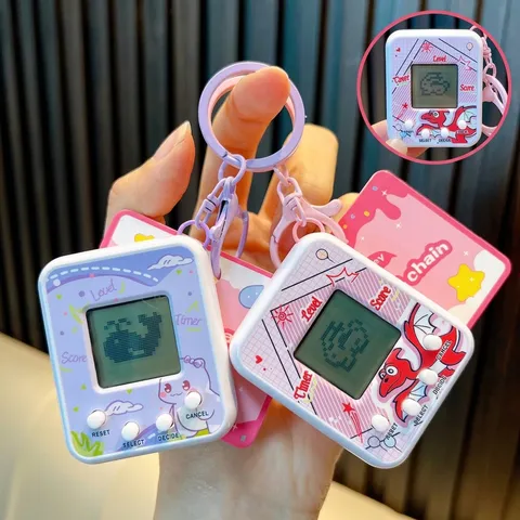Llavero de Máquina Electrónica Retro para Mascotas Juego Virtual Juguete de Mano Plástico ABS Aleación de Zinc Mini Consola Colgante de Bolso