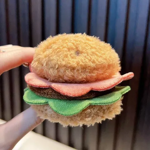 Cartoon Food Plush Keychain Hamburger Sandwich Cake Bag Pendant For Women Girls Cute Dessert Plush Charm Car Key Ring Gift