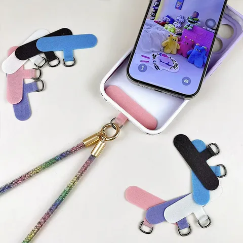 Universal Phone Lanyard Patch Oxford Cloth Connector Gasket With Metal D-Ring Durable Colorful Phone Strap Attachment