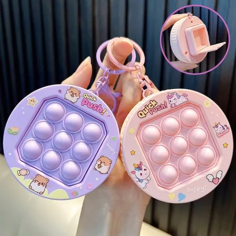 Cartoon Schnell Push Spiel Schlüsselanhänger Süß Silikon Blase Squishy Stressabbau Spielzeug Rucksack Anhänger Geschenk