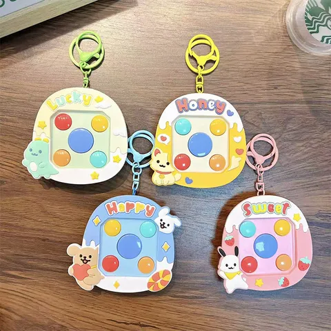 Mini Animal Memory Game Console Keychain Electronic Fidget Pop Toy Stress Relief Bag Pendant Student Gift Battery Operated