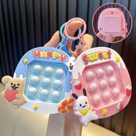 Portachiavi Pop It Animale Cartone Animato Giocattolo Decompressione Elettronico Fidget Game Ciondolo Borsa Regalo Divertente per Bambini Adulti