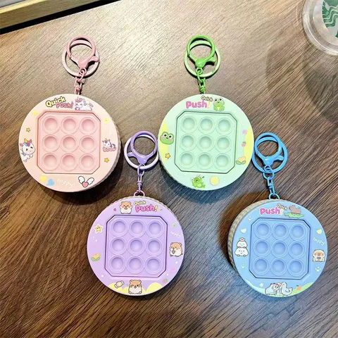 Cartoon Schnell Push Spiel Schlüsselanhänger Süß Silikon Blase Squishy Stressabbau Spielzeug Rucksack Anhänger Geschenk