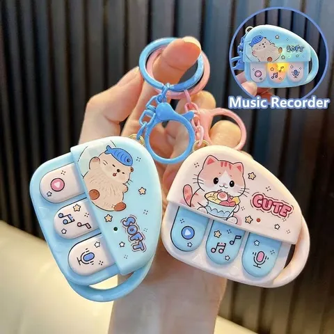 Mini Portachiavi Registratore Vocale Giocattolo Musicale Cartone Animato Animale Macchina Sonora Elettronica Pendente per Borsa Regalo Bambini