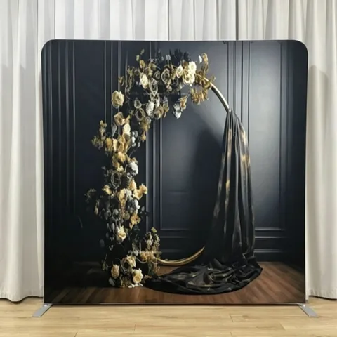 Soporte de Fondo de Tela de Tensión Cuadrado Con Estampado de Jardín De Ensueño Floral Marco de Fondo de Aleación de Aluminio para Decoración de Bodas Banquetes Fotografía