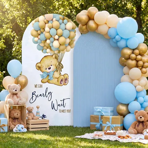 Bogen Hintergrunde Abdeckungen Bär Ballon Druck Polyester Bogen Wand Hintergrund Für Babyparty Geburtstag Party Dekorationen