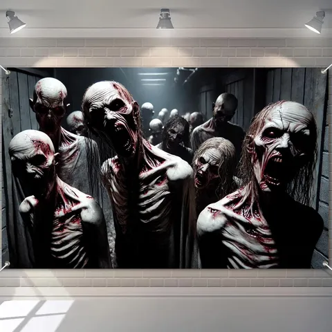 Halloween Zombie Horror Hintergrund Gruselige Party Dekoration Geisterhaus Wandbehang Wandteppich Gruseliger Thriller Hintergrund Requisiten