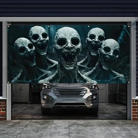 Halloween Garagedeur Banner Groot Outdoor Achtergrond Enge Clown Schedel Pompoen Feest Tuin Decoratie