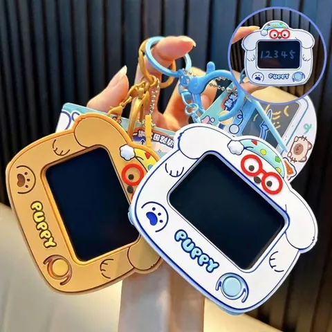 Cute Cartoon Animal Mini LCD Drawing Board Keychain Plastic Portable Erasable Writing Tablet Bag Pendant Keychain Gift For Kids